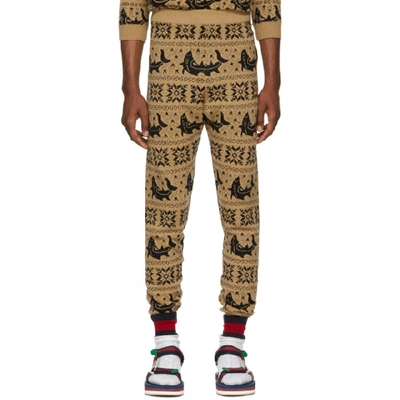 Gucci Brown All Over Jacquard Lounge Pants In 2603 Camel