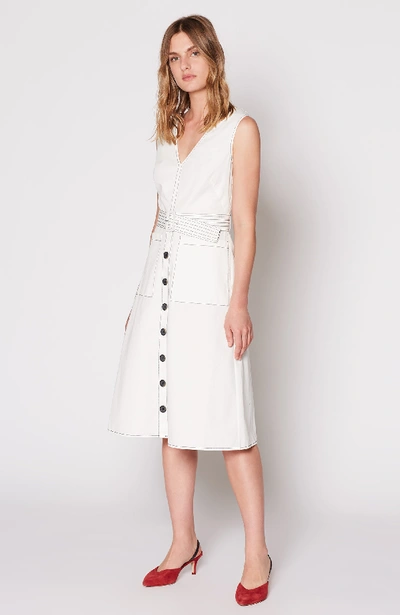 Joie Nadinaly Belted Cotton Dress In Porcelain