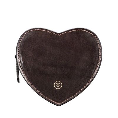 Maxwell Scott Bags Luxury Brown Leather Heart Shaped Handbag Tidy