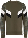 Neil Barrett Camouflage-print Stretch-jersey Sweatshirt In Green