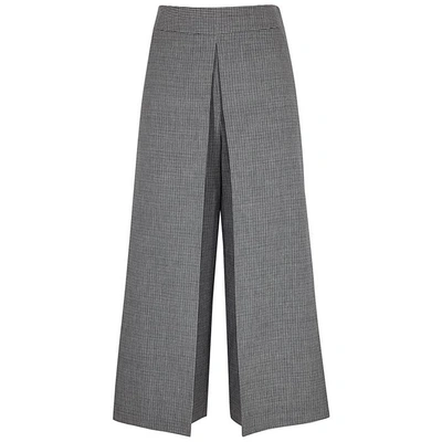 Alexander Wang Grey Cropped Houndstooth Trousers In Black And White