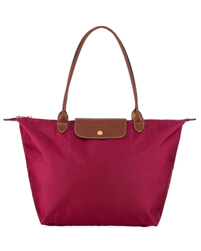 Longchamp Le Pliage Large Nylon Shoulder Tote In Dahlia/gold