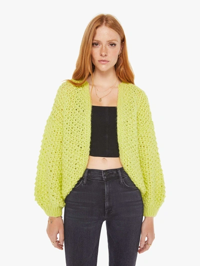 Maiami Alpaca Pearl Pattern Bomber Neon Yellow Shirt In Lime