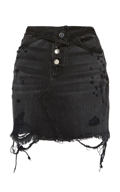 Amiri Denim Foldover Skirt In Black