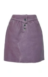 Amiri Fold Over Leather Skirt In Purple