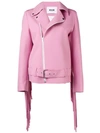 Msgm Fringed Biker Jacket In Pink