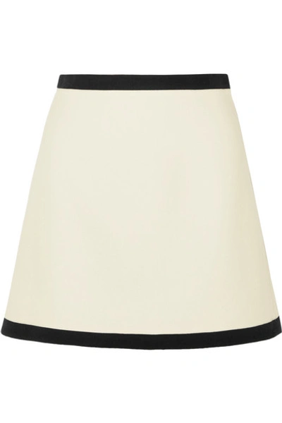 Miu Miu Two-tone Wool-crepe Mini Skirt In Ivory