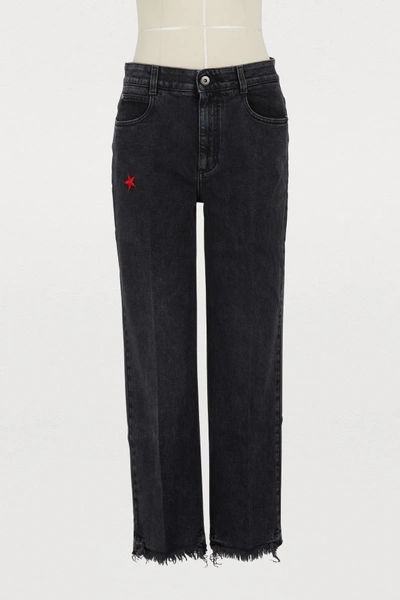 Stella Mccartney Black Embroidered Cropped Jeans