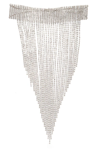 Zaxie By Stefanie Taylor Rhinestone Curtain Bib Necklace In Silver