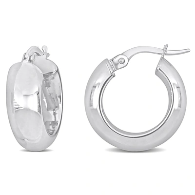 Mimi & Max 18mm Huggie Hoop Earrings In 10k White Gold