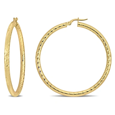 Mimi & Max 47mm Textured Hoop Earrings In 14k Yellow Gold