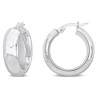 Mimi & Max 22mm Huggie Hoop Earrings In 10k White Gold