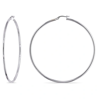 Mimi & Max 65mmhoop Earrings In 10k Polished White Gold