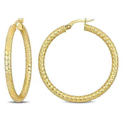 Mimi & Max 36mm Textured Hoop Earrings In 14k Yellow Gold