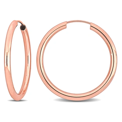 Mimi & Max 25mm Hoop Earrings In 14k Rose Gold In Pink