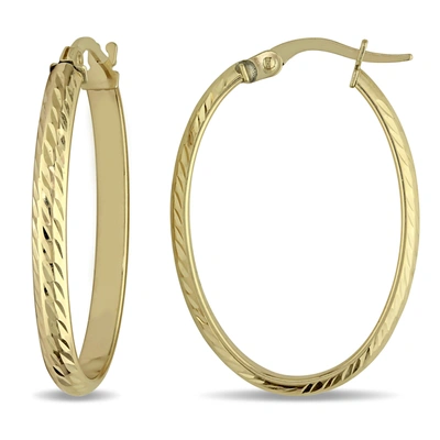 Mimi & Max Edged Hinged Hoop Earrings In Textured 10k Yellow Gold