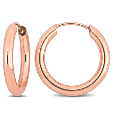 Mimi & Max 15mm Hoop Earrings In 14k Rose Gold In Pink