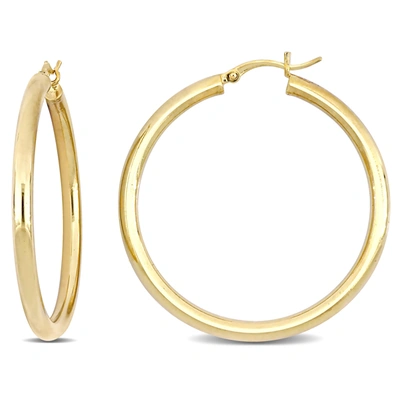 Mimi & Max 40mm Tube Hoop Earrings In Yellow Plated Sterling Silver