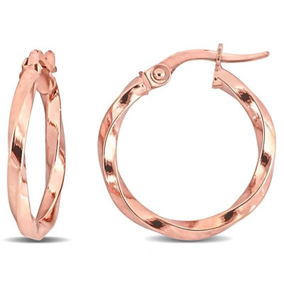 Mimi & Max 19mm Twisted Hoop Earrings In 10k Rose Gold In Pink