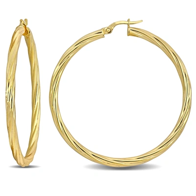 Mimi & Max 46.5mm Twisted Hoop Earrings In 14k Yellow Gold