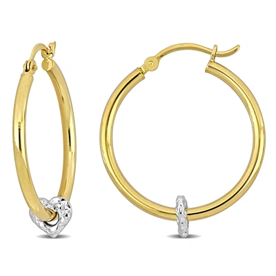Mimi & Max 25mm Heart Hoop Earrings In 14k Yellow Gold