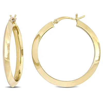 Mimi & Max 30mm Flat Knife Edge Hoop Earrings In Yellow Plated Sterling Silver