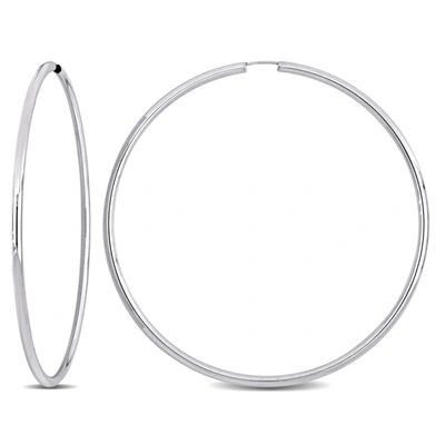 Mimi & Max 70mm Hoop Earrings In 14k White Gold