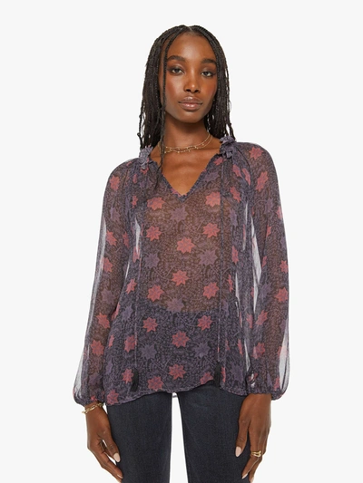Natalie Martin Penny Blouse Snowflake Print Aubergine Shirt In Red - Size X-large