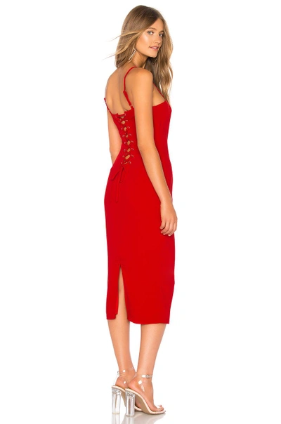 About Us Kiara Lace Up Back Midi In Red