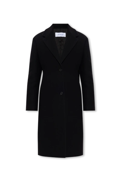 Off-white Black Wool Coat In New
