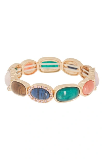 Melrose And Market Mixed Imitation Stone Stretch Bracelet In Multi- Gold