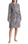 Calvin Klein Plush Robe In Grey Subtle Animal Print