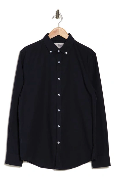 Original Penguin Cotton Long Sleeve Button-up Shirt In Black