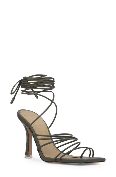 Black Suede Studio Luisa Ankle Tie Sandal In Olive