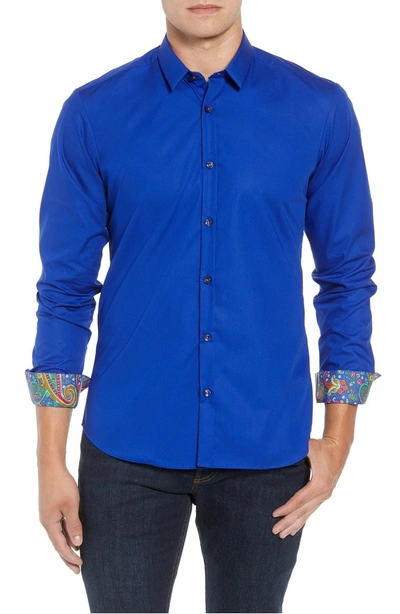 Jared Lang Trim Fit Sport Shirt In Blue