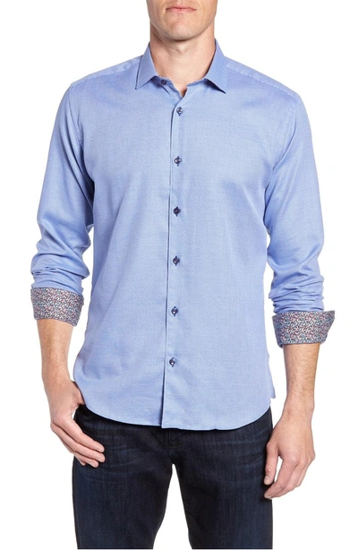 Jared Lang Trim Fit Sport Shirt In Blue