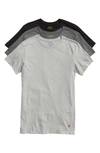 Polo Ralph Lauren Men's Undershirt, Slim Fit Classic Cotton Crews 3 Pack In Black,grey Combo