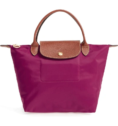 Longchamp 'small Le Pliage' Top Handle Tote - Purple In Dahlia