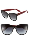 Gucci 56mm Cat Eye Sunglasses In Black/ Grey