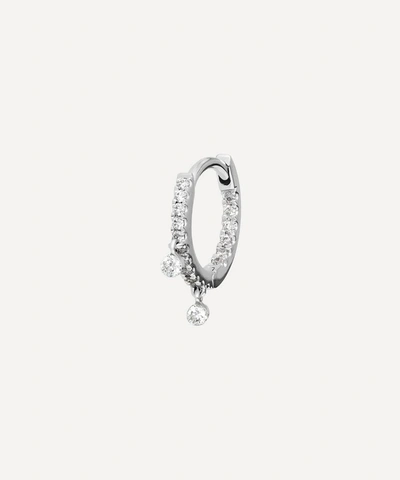 Maria Tash 5/16' Diamond Double Charm Front-facing Eternity Hoop Earring In White Gold