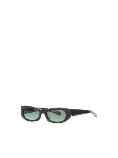 Flatlist Sunglasses In Solid Black / Green Gradient Le