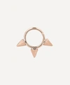Maria Tash 1/4' Triple Spike Non-rotating Hoop Earring In Rose Gold