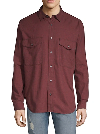 7 For All Mankind Flap Pocket Cotton Shirt In Burgundy