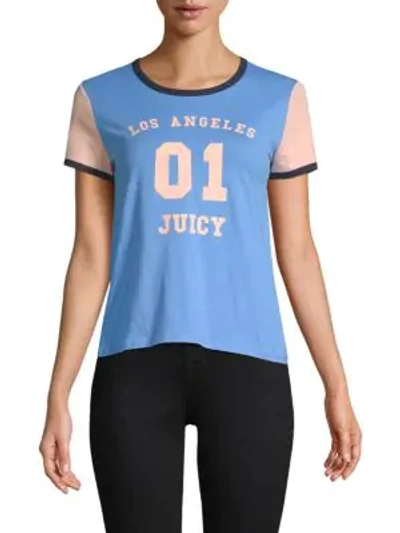 Juicy Couture Black Label Los Angeles Colorblock Cotton Tee In Celestial