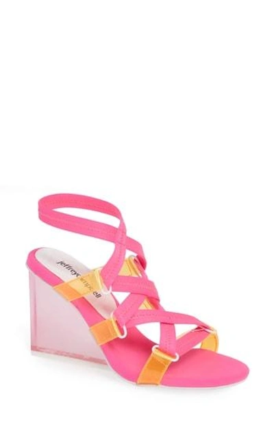 Jeffrey Campbell Le Sport Sandal In Fuchsia Orange Multi