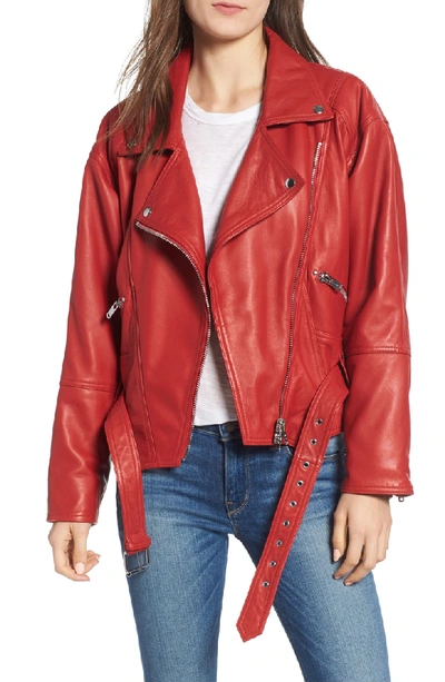Hudson Cropped Moto Leather Jacket In Riot