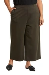 Eileen Fisher High Waist Crop Wide Leg Pants In Woodland