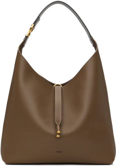 Chloé Marcie Leather Tote Bag In 29x Dark Nut
