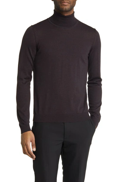 Hugo Boss Musso Virgin Wool Turtleneck Sweater In Medium Brown