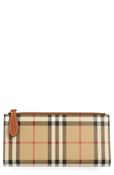 Burberry Large Vintage Check Coated Canvas & Leather Bifold Wallet In Archive Beige